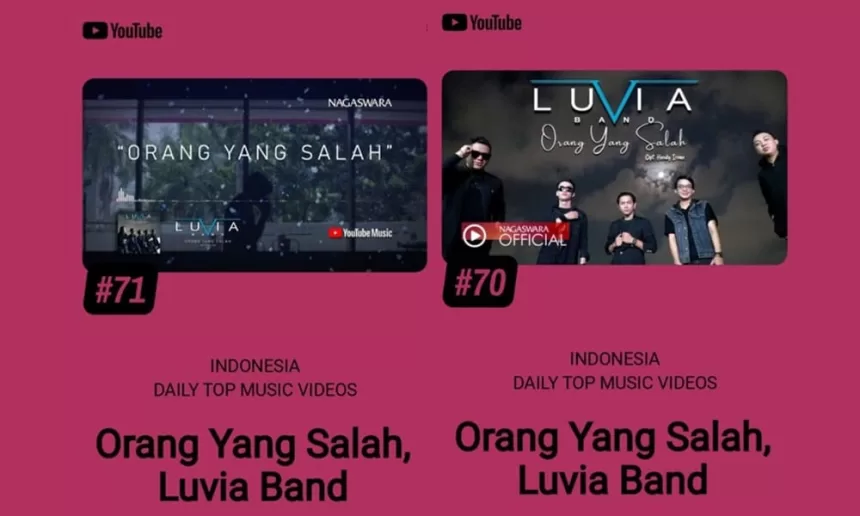 Lagu Luvia Band Mendominasi Chart YouTube